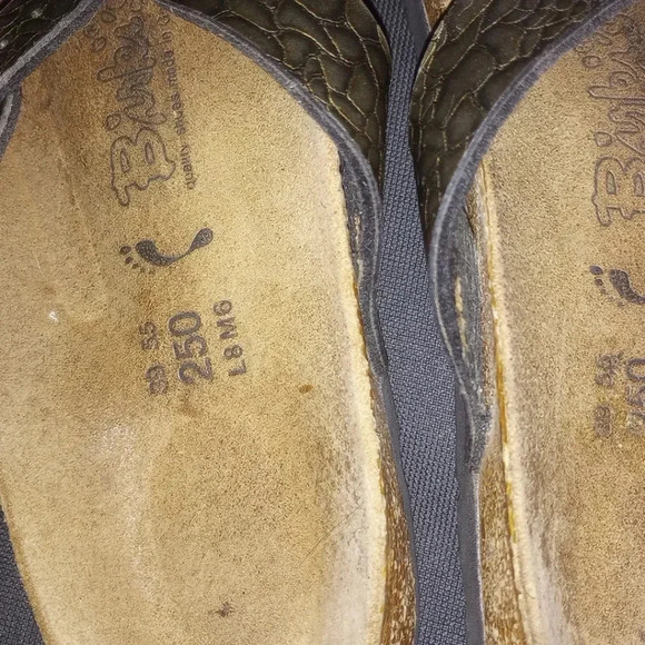 Birkenstock Birki's Metallic Bronze Snakeskin Gladiator Slide On Sandals - Picture 4 of 11